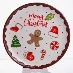 Новорічна тарілка з порцеляни Merry Christmas тарілка на різдво Ø21 см тарілки різдвяні Yiwu CR-1-40