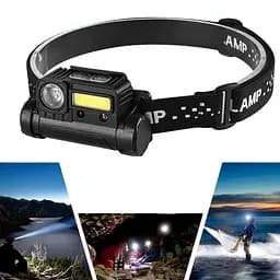 Ліхтарик налобний акумуляторний BL-123, XPE+COB, з сенсорним увімкненням - мініатюра 2