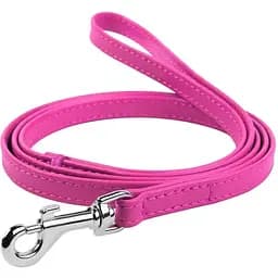 Повідець для собак Waudog Glamour, шкіряний, 122х1,2 см,рожевий