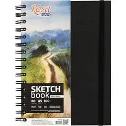 Блокнот на спіралі Rosa Studio A5 (14.8х21см) 100г/м2 80л чорний