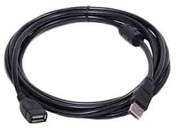 Кабель PowerPlant USB2.0(AF)-USB2.0(AM), 5м, One ferrite, Black (KD00AS1212)
