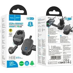 Фільтр HOCO NS7 на 1 розетку + 2 USB + USB-C, 20W, кабель 1.1 м, 220В, Black, Box - мініатюра 4
