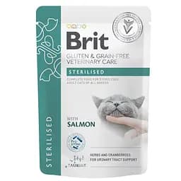 Корм вологий Brit GF VD Care Sterilised для кішок з лососем 85 г