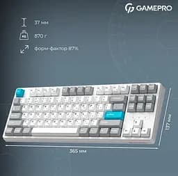 Клавиатура игровая механическая GamePro MK-285-WH Asgard Ragnar Keychron Super Red Switch Bluetooth 5.2/2.4 ГГц/USB White - мініатюра 15