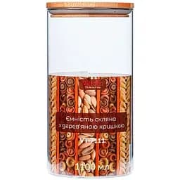 Ємність Vittora склянна з дерев'яною кришкою 1100 мл (111177)