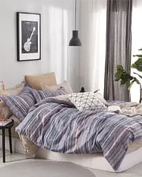 Комплект постільної білизни Home Line Енгельс бязь преміум 220х200 см фіолетовий з бежевим (148920) - мініатюра 2
