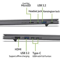 Ноутбук ACER Aspire 16 AI OLED A16-61M-R3B6, AMD Ryzen AI 5 330 до 4.5GHz, 16" WUXGA, 16GB, SSD 1TB, AMD Radeon 820M, Free Dos - мініатюра 11