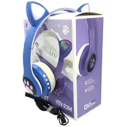 Беспроводные детские наушники Cat Ear VZV-23M Bluetooth с кошачьими ушками синие