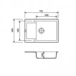 Кухонна мийка Adamant GENERAL коричнева 775x495x200 мм, з крилом 77,5 см - мініатюра 2