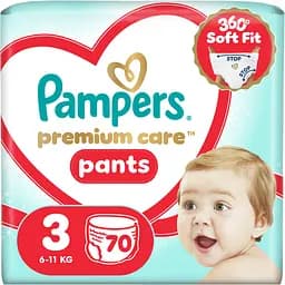 Підгузки-трусики Pampers Premium Care Pants Розмір 3 (6-11 кг) 70 шт. 