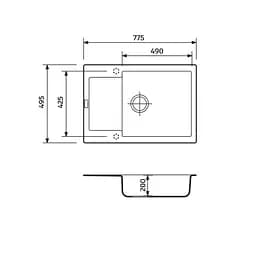 Кухонна мийка Adamant General 775x495x200 білий 311223, Білий - мініатюра 2