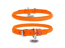Ошейник для животных WAUDOG Glamour с QR паспортом, круглый, M оранжевый (35064)