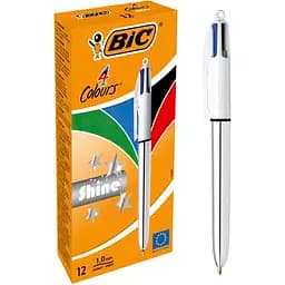 Ручка кулькова BIC 4 Colours Shine Silver, 1 мм, 4 кольори, 12 шт. (919380)