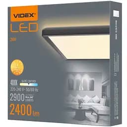 Світильник Videx LED DL3S 24W 4000K з декоративною підсвіткою квадратний чорний (VL-DL3S-244B)