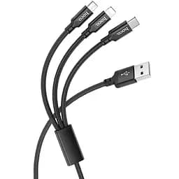 Дата кабель Hoco X14 Times Speed 3in1 (Lightning+Micro USB+Type-C) (1m) Чорний - мініатюра 2
