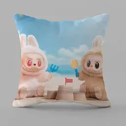 Подушка 3D декоративна з принтом Лабубу №5 35x35 см, велюрова