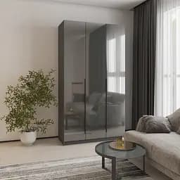 Шафа 3-дверна MebelStar Оскар Gloss BL-B, 4 додаткові полиці 120x52x220 см Антрацит/Антрацит (MBS-5215)