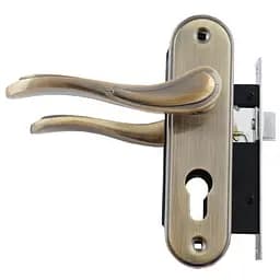 Замок врізний дверний з ручками на планці комплект FZB ЕТ-71001 АВ (бронза)