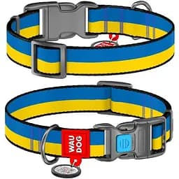 Ошейник для собак Waudog Nylon нейлоновый с QR паспортом рисунок Colors of freedom Размер XL