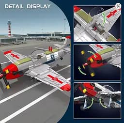 Конструктор літак Mould King винищувач Другої світової війни P-51D Mustang Fighter  авіація 396 деталей - мініатюра 4