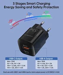 Зарядний пристрій для смартфона Choetech PD5006 33W Fast Charger QC3.0/PD/PPS Black - мініатюра 5