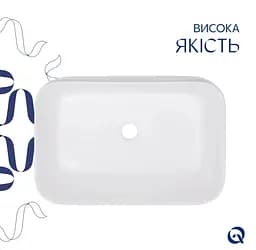 Раковина накладна Qtap Scorpio 550х390х120 мм, White, прямокутна, без донного клапана QT14112243WN - мініатюра 3