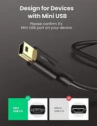 Кабель Ugreen US132 USB 2.0 A Male to Mini 5Pin Male 1 м чорний (10355) - мініатюра 4