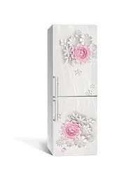 Вінілова наклейка на холодильник 3Д Паперові квіти плівка Абстракція Бежевий 60х180 см Happy Pocket Z182513
