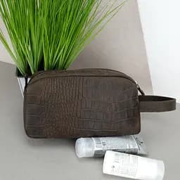 Косметичка мужская кожаная HandyCover HC0029 коричневая с ручкой