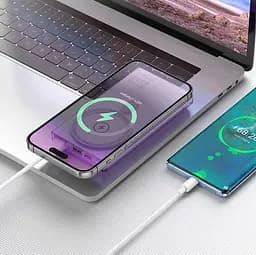 Зовнішній акб Hoco Q22 Taurus magnetic fully with digital 10000 mAh магнітна батарея біла - мініатюра 5