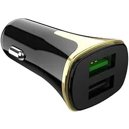 Автомобільний зарядний пристрій Hoco Z31 2 USB QC 3.0 Black/Gold + USB Cable Type-C 3.4A - мініатюра 3