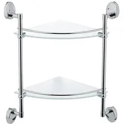 Стеклянная полка в ванную угловая 2-ярусная Zerix LR3307-2 LL1436, Хром