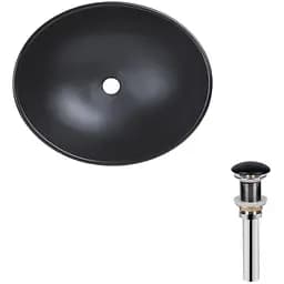 Умивальник Qtap Dove накладний овальний 410x335x145 мм Black matt + донний клапан PU03, Чорний матовий