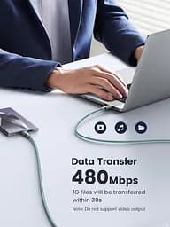 Кабель зарядний UGREEN USB C to USB C Charger Cable 100 W кабель для швидкого заряджання 2 м Green (90794) - мініатюра 7