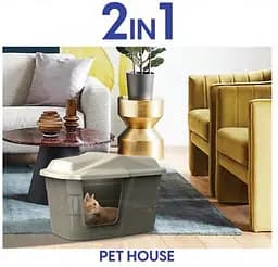 Будинок-туалет для котів 2 в 1 Georplast Villa 57.5x38.5x37 см темно-сірий - мініатюра 5
