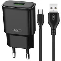 Сетевое зарядное устройство XO L92D QC3.0 18W 1USB + MicroUSB Cable Black