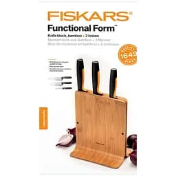 Набір ножів Functional Form, бамбукова підставка, 3шт, нержавіюча сталь, пластик, бамбук, чо FISKARS kuh0014600 - мініатюра 4