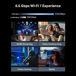 TP-Link Маршрутизатор Archer BE400 BE6500, 3xGE LAN, 1x2.5GE LAN, 1x2.5GE WAN, 1xUSB3.0 MESH - мініатюра 8