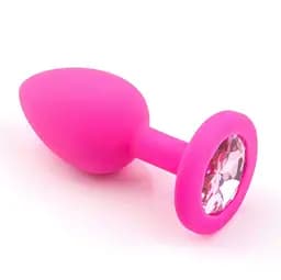 Анальная пробка с кристаллом, розовая маленькая S