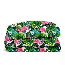 Дитяча постільна білизна в ліжечко TROPICAL FLAMINGO, зелений (FlamingoPalmGreen_30RoseLight_140) - мініатюра 4