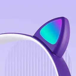 Бездротові навушники з вушками фіолетові bluetooth навушники з підсвічуванням дитячі Headset MZ-023 - мініатюра 4