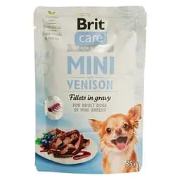 Беззерновой влажный корм для собак миниатюрных пород Brit Care Mini pouch филе оленины в соусе 85 г