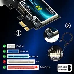 Мережева карта Fenvi FV-AX5400 Bluetooth 5.3 + Wi-Fi 2.4 / 5 / 6 GHz PCI-E з антенами (18842) - мініатюра 8