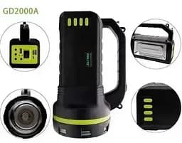 Ліхтар із сонячною батареєю GDLite GD-2000A 10W + Power Bank + 3 лампи + FM + Bluetooth + microUSB (2 режими) - мініатюра 4