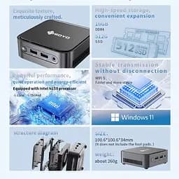 Неттоп Soyo M4 Plus 2 Black N150 16Gb DDR4 512Gb SSD NVMe Graphics GLan 2xUSB 3.2 / 2xUSB 2.0 HDMI/DP Windows 11 Pro - мініатюра 2