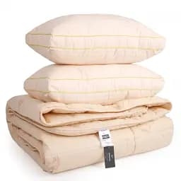 Набір MirSon вовна №9563 Gold camel Wool демі ковдра 200х220 см + 2 подушки білий (2200010806236)