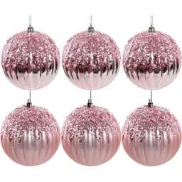 Набір ялинкових прикрас Elen Dekor 10 см 6 шт. рожевий (822-037)