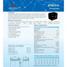 Акумулятор Vision FM 12V 33Ah (6FM33-Х) - мініатюра 2