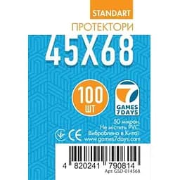 Аксессуар Games 7 Days Протекторы для карт Games7Days 45 х 68 мм Mini Euro, 100 шт. STANDART (GSD-014568)