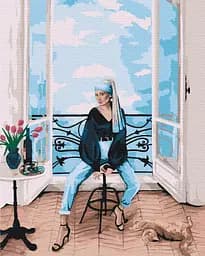 Картина за номерами на підрамнику Brushme Сучасна дівчина з перловою сережкою Viktoriya Kovalenko